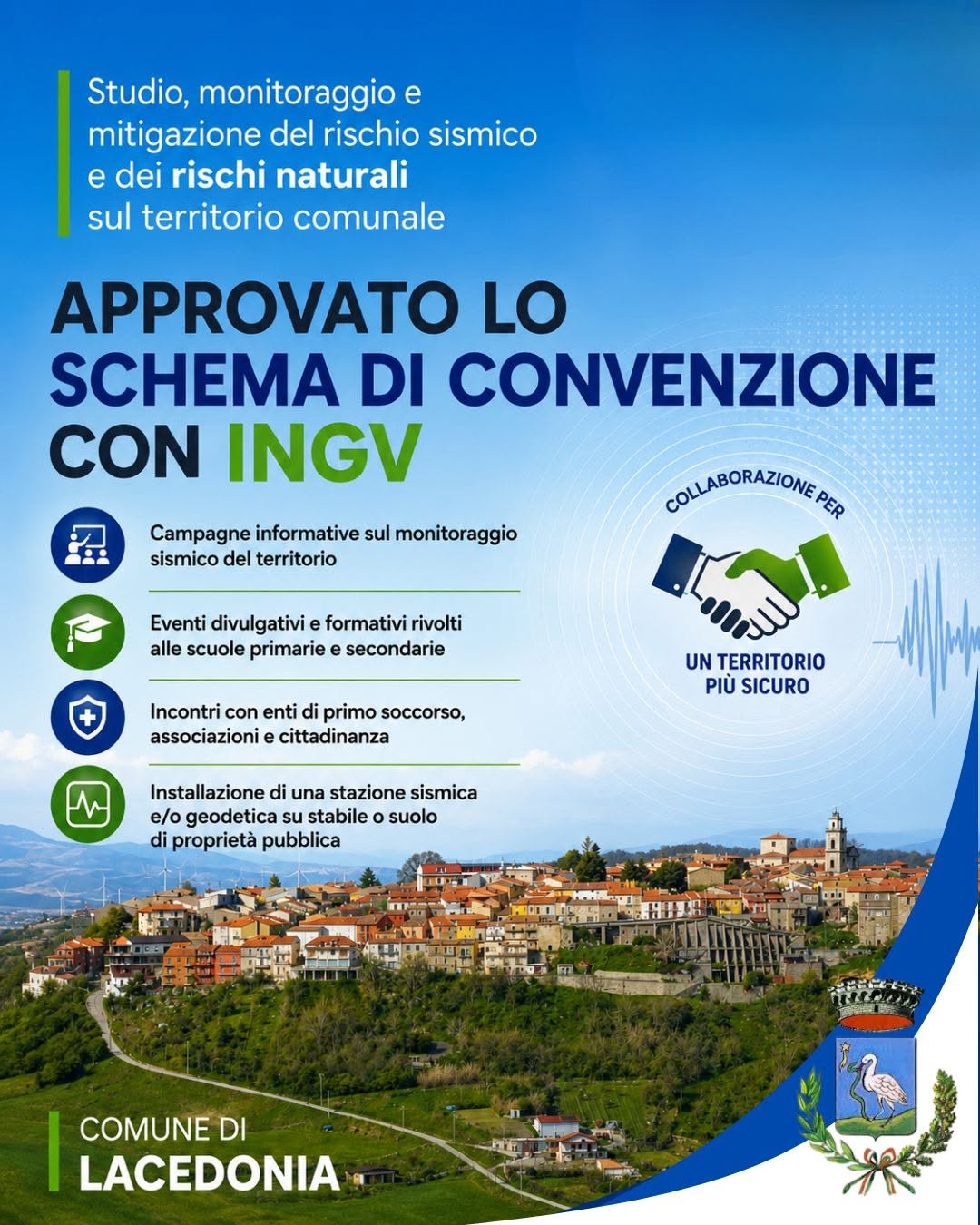 Lacedonia - Approvato lo schema di convenzione con Ingv per il monitoraggio del rischio sismico